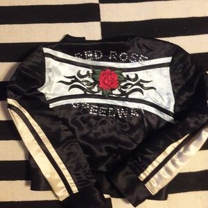 Tokyo Denim Bank bomber Silk Jacket Red Rose Spee